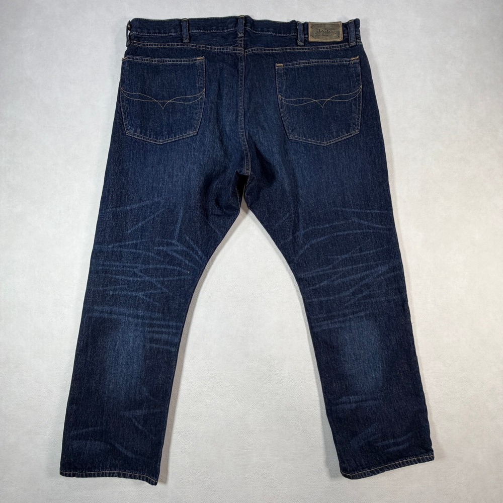 Polo Ralph Lauren Mens 40x30 Hampton Relaxed Straight Jeans Dark Indigo Denim - Picture 9 of 10